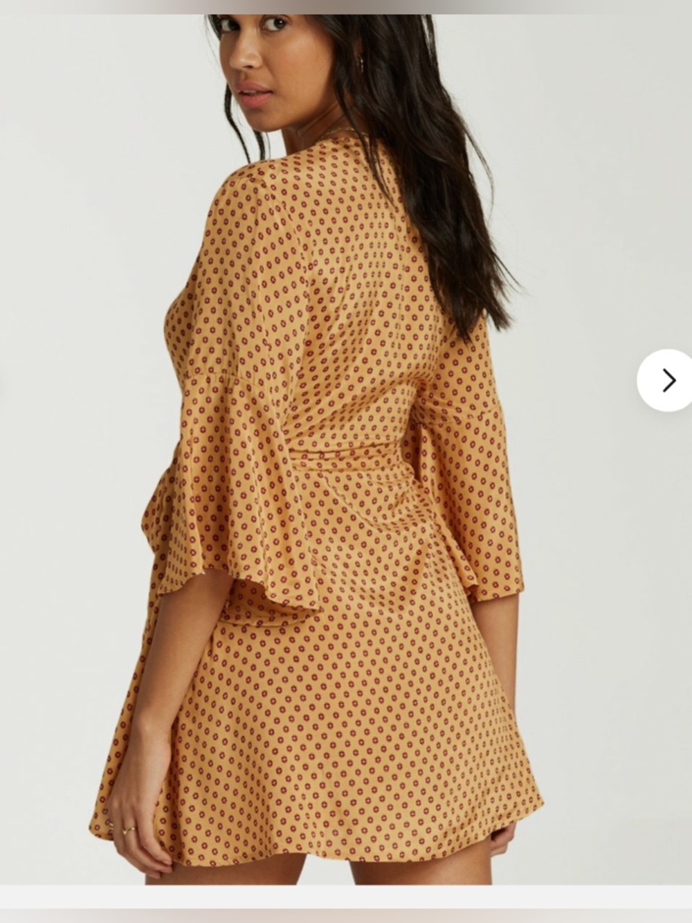 NWT Billabong Gold Divine Day Wrap Mini Dress - Picture 3 of 7